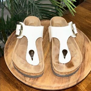 Birkenstock Gizeh vegan big buckle textile 36/5.5 White Leather Slide Sandals